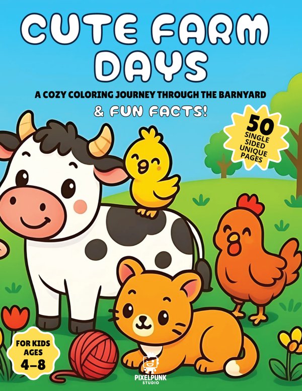 Cover of Cute Farm Days Coloring Book